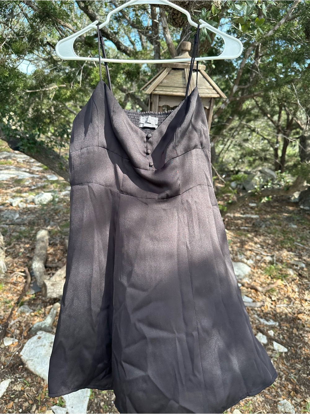 Black satin mini dress